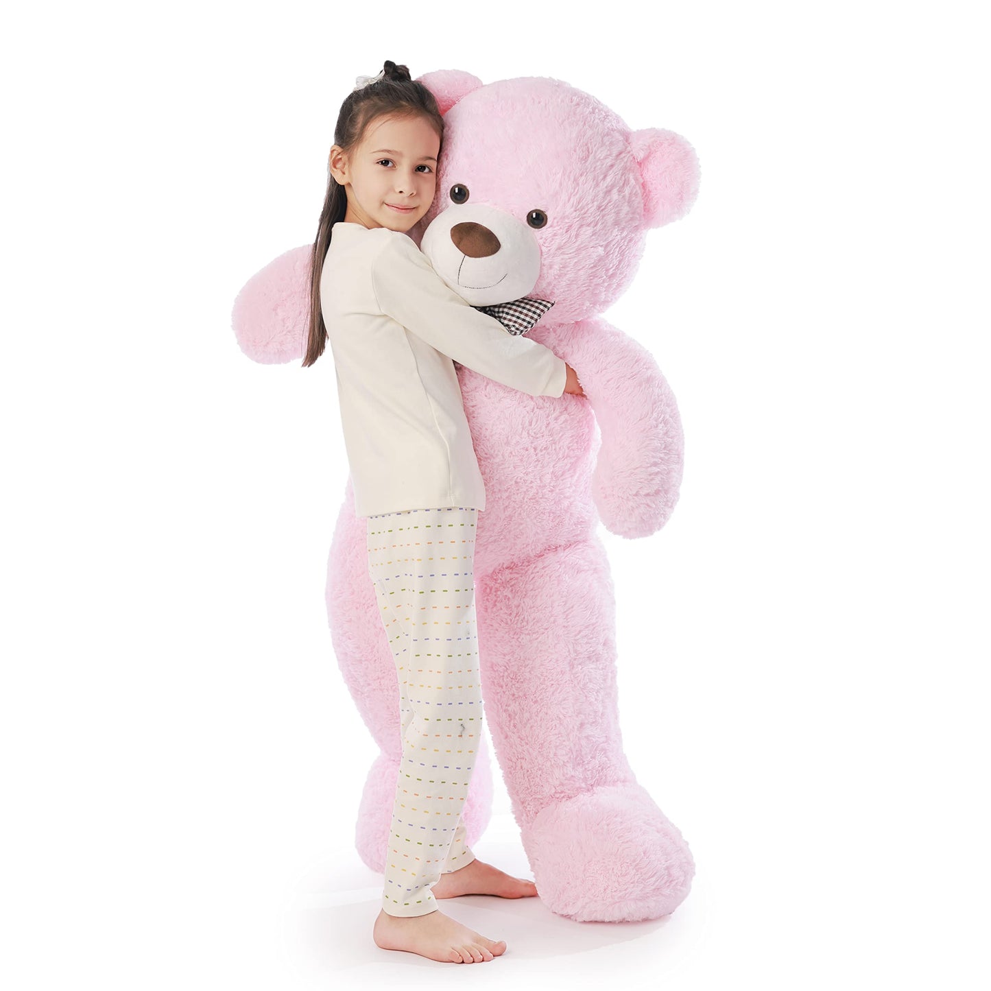 Poutmac 55 Inch Giant Teddy Bear Stuffed Animal Big Plush Pink Teddy Bear Valentine'S Gift For Girlfriend Soft Stuffed Bear Anim
