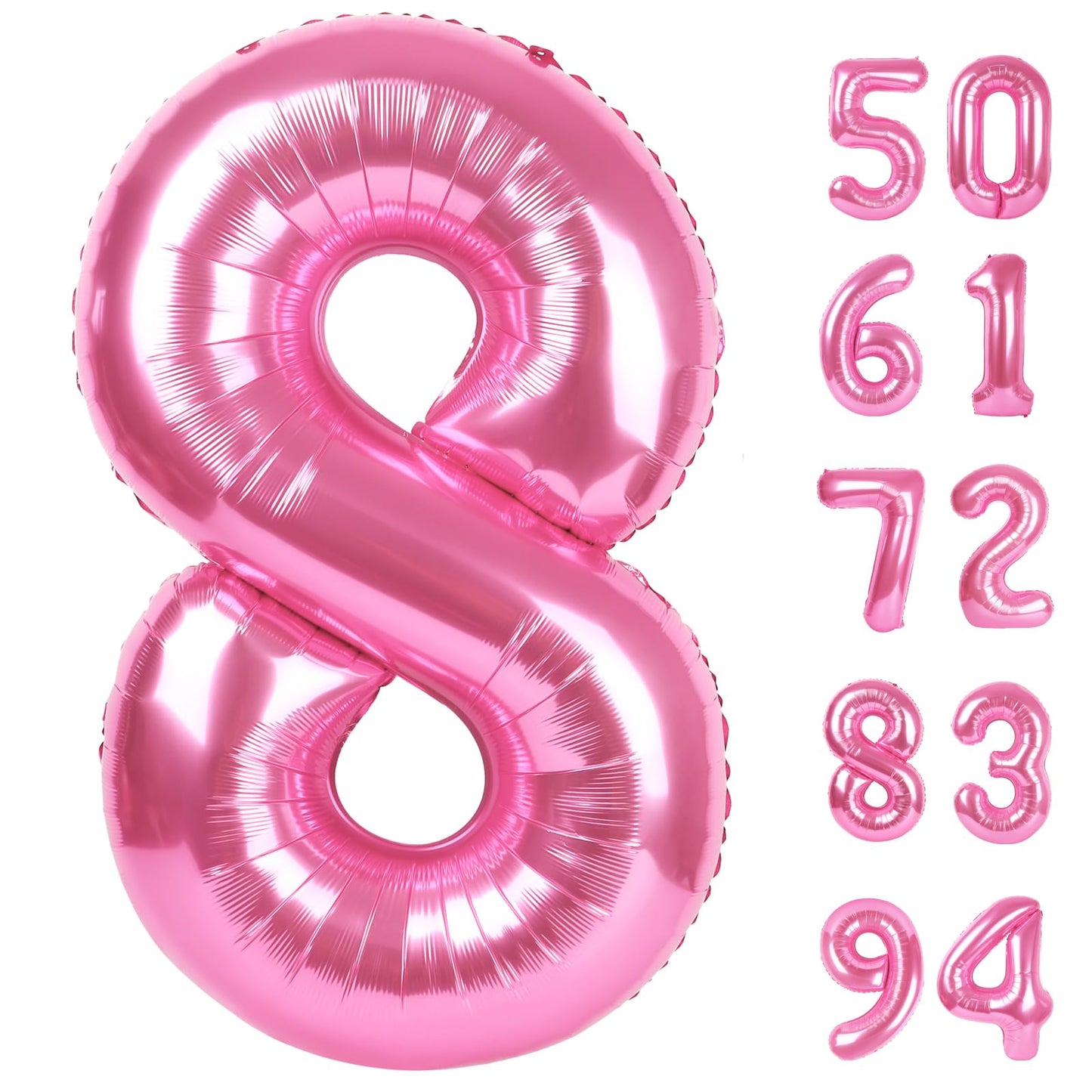 Pink 8 Balloon, Number Balloons 40 Inch, 8Th Birthday Decorations For Girls, Birthday Balloons, Pink Party Supplies, Number 8 Ba