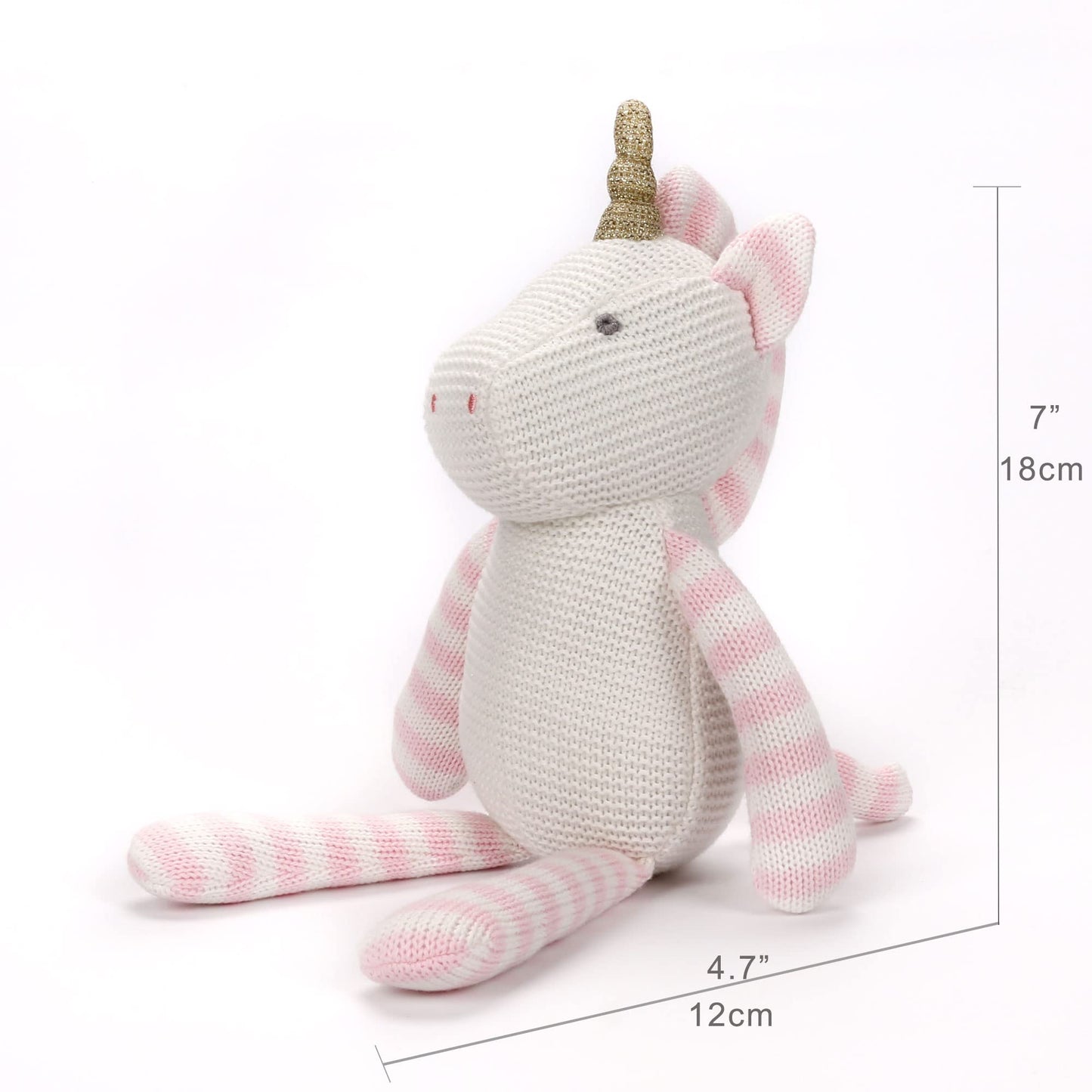Fluffyfun Organic Baby Toys Pink Unicorn Stuffed Animal 7.1'