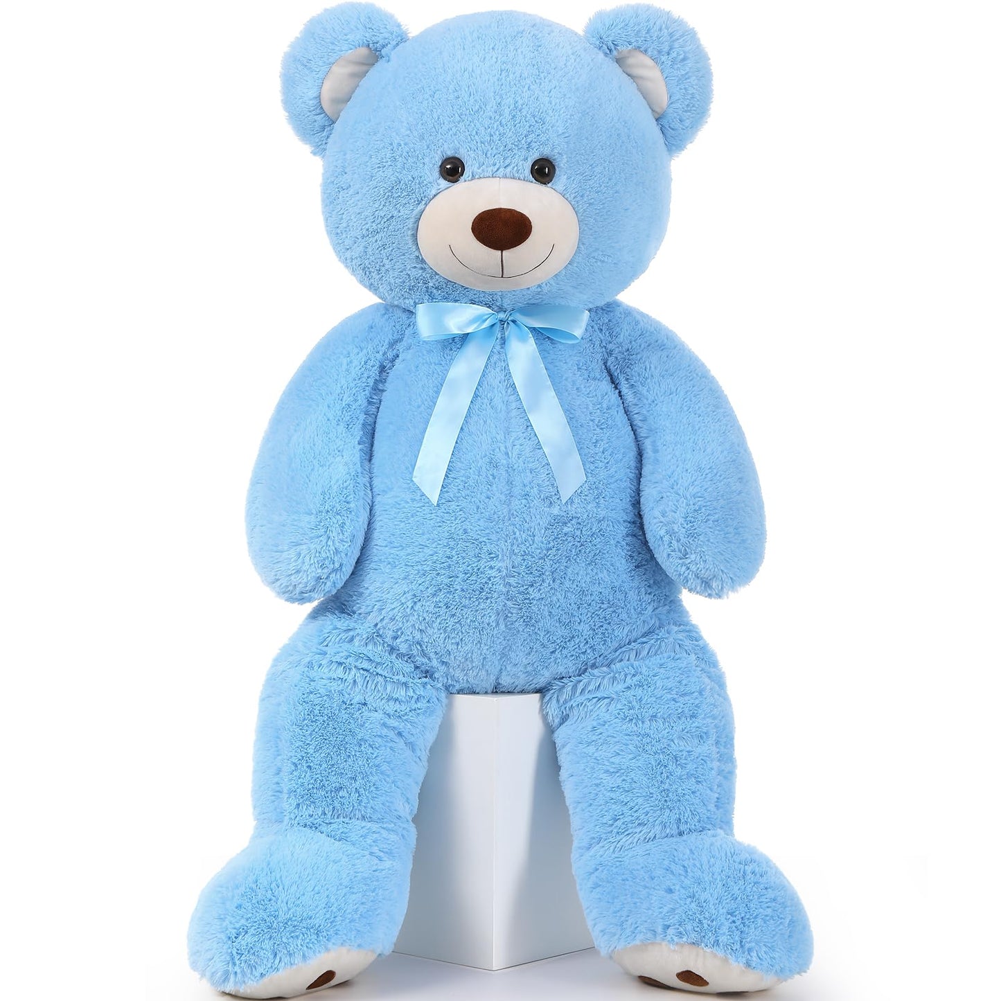 Morismos Giant Teddy Bear Stuffed Animal 4Ft, Big Teddy Bear Plush For Baby Shower, Life Size Stuffed Bear Gifts For Kids, Girls, Girlfriend, Women On Valentine, Christmas, Birthday(Blue)