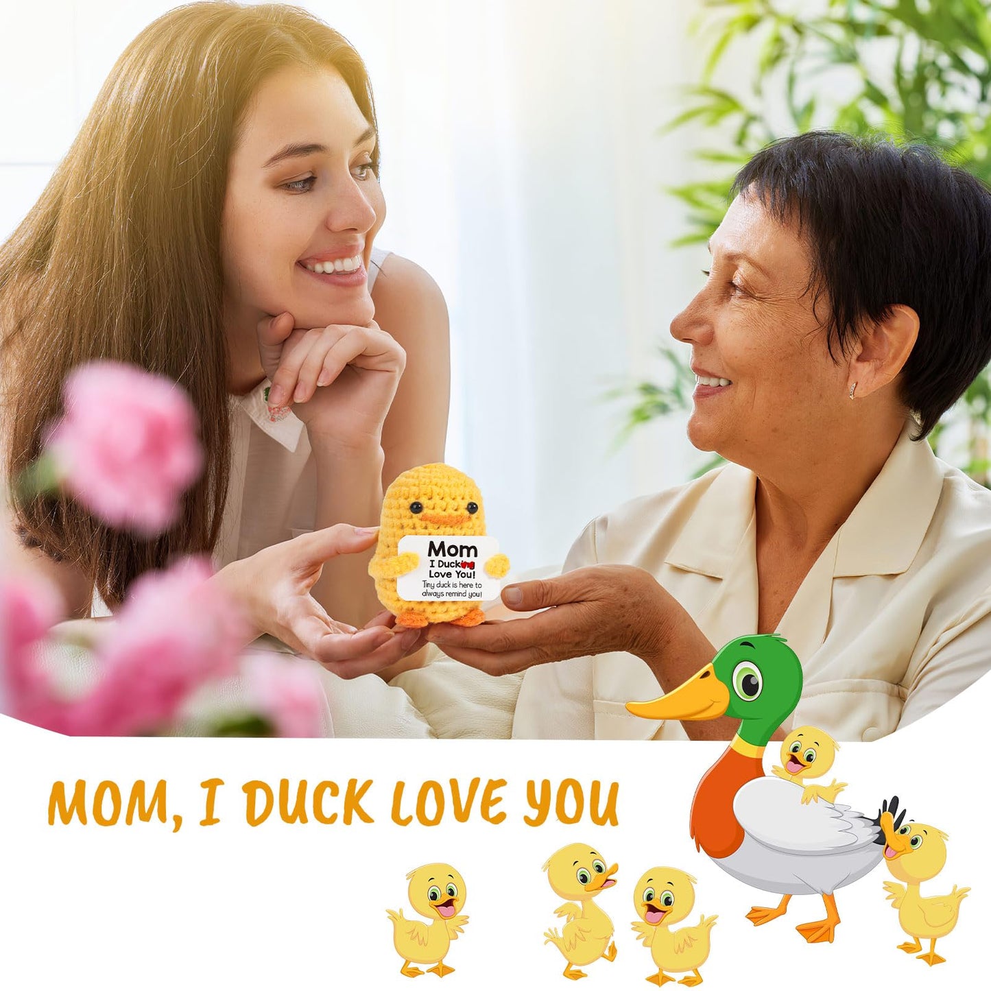 Mbl Funny Birthday Gifts For Mom - I Duck Love You Mom, Handmade Crochet Cute Small Duck Unique Presents For Mama Bonus Step Mom