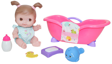 JC Toys Lil Cutesies 9 All Vinyl Baby Doll Bath Time Gift Set| Posable and Washable | Removable Outfit | Baby Bath and Accessories Ages 2+