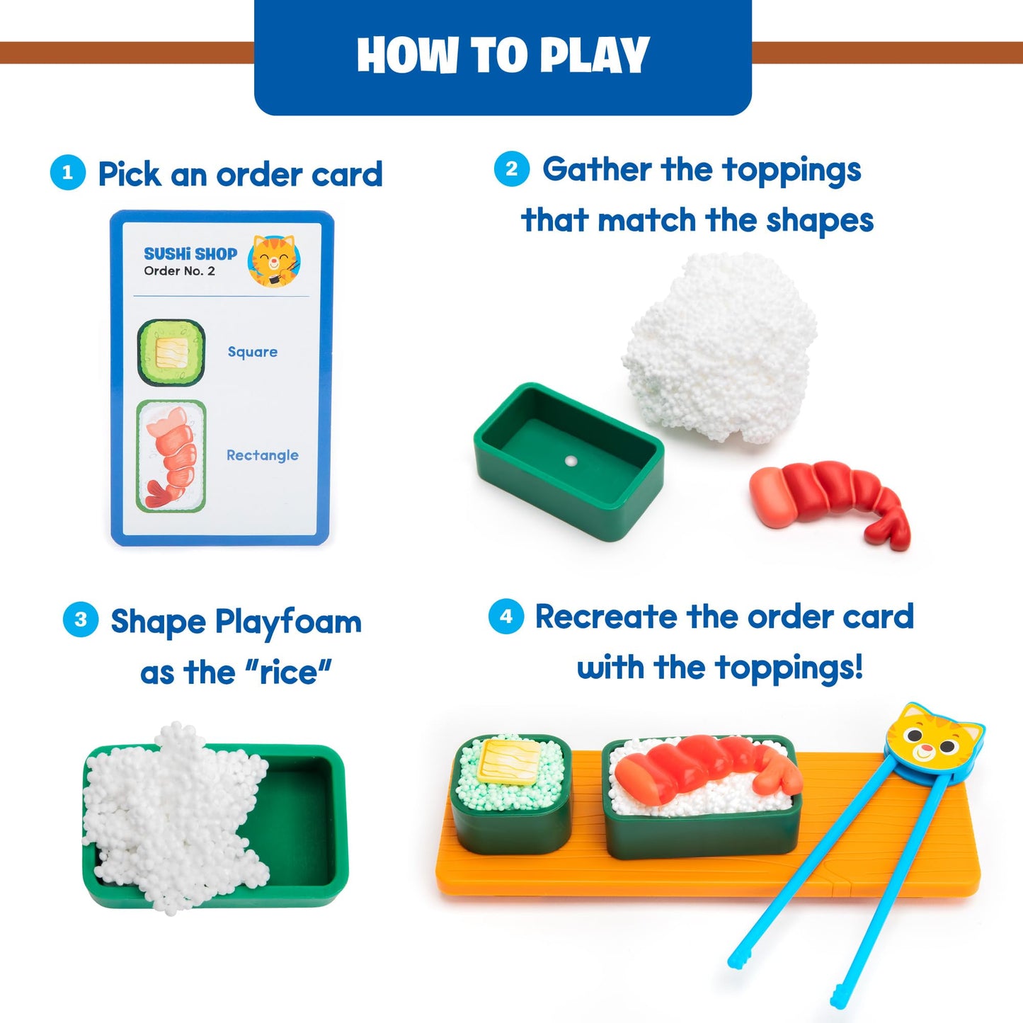 Educational Insights Playfoam Sushi Shop Race - Preschool Sensory Toys for Kids, Toddler Learning Toys, Pretend Play Sushi for K