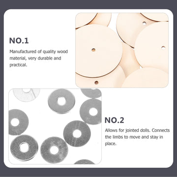 Milisten 20 Set 30Mm Doll Joint Cotter Pin Joints And Fibreboard Discs Wooden Dolls Accessories For Soft Toys Teddy Crafts