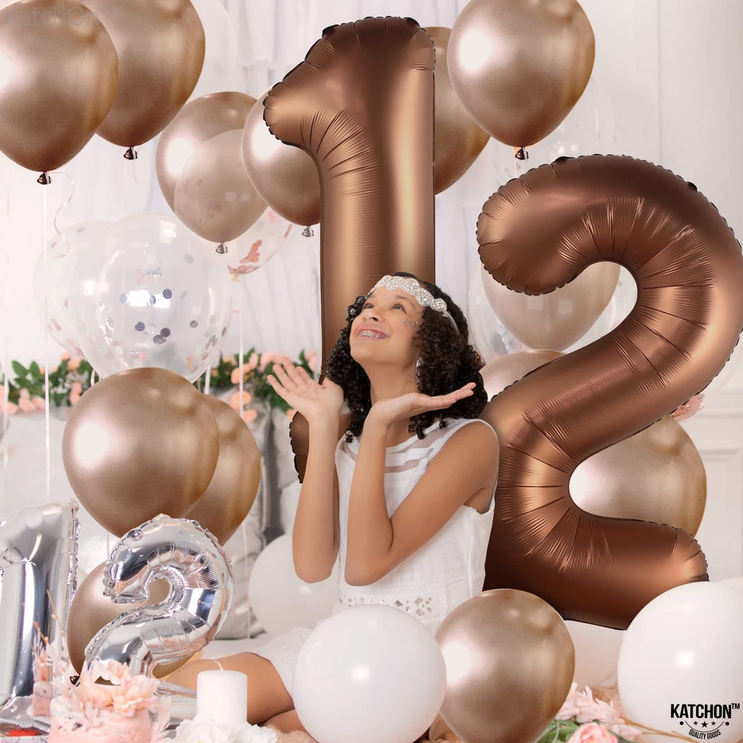 Giant, Coffee Brown 12 Balloon Number - 40 Inch, Brown 12 Birthday Balloon | 12Th Birthday Decorations For Boy | Safari Theme Party Decorations | 12 Year Old Balloon For 12Th Birthday Party Supplies