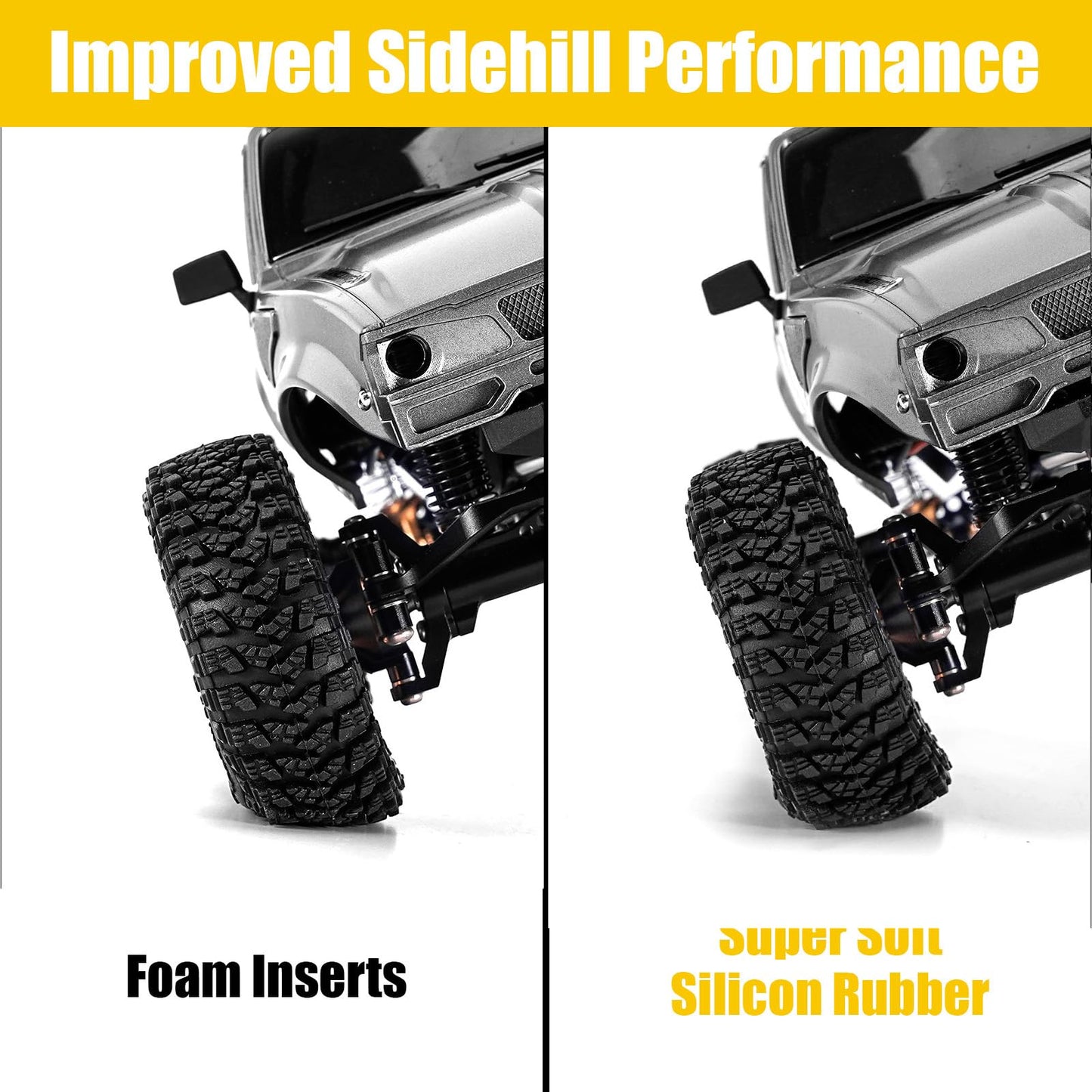 INJORA 1.0 Silicone Rubber Inserts and S5 All Terrain Crawler Tires for TRX4M SCX24 1/18 1/24 RC Crawler Car Upgrade