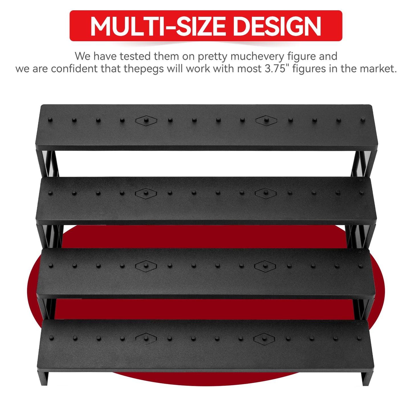 Sixpoints 3.75 Inch Action Figure Display Shelf With Peg,4 Tier Toy Collectibles Organizer, Compatible With 1/18 Scale Vintage S