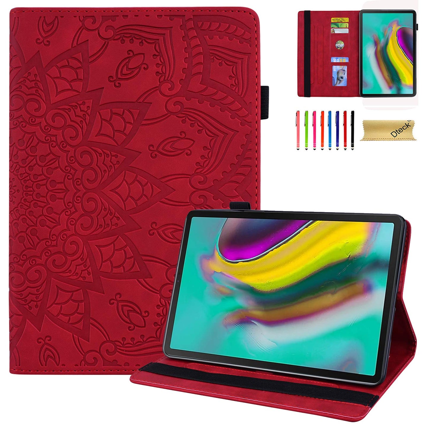 Galaxy Tab S5E 105 Case, Sm-T720T725T727 Case, Dteck Slim Folio Stand Embossed Flower Premium Pu Leather Protective Cover With C