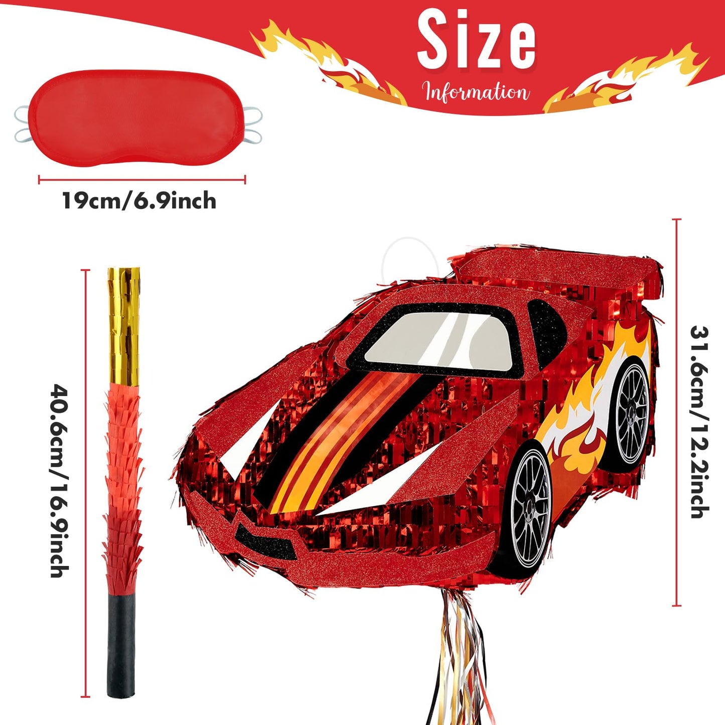 WERNNSAI Race Car Piata - Race Car Birthday Decorations Truck Car Pinata Bundle with Blindfold and Bat Monster Truck Party Favor