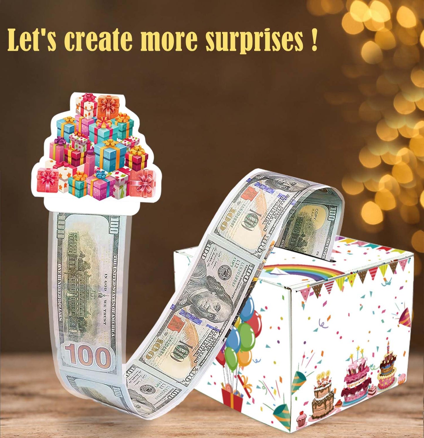Sietdeseo Money Box For Cash Gift Pull Surprise Money Box With Plastic Bags Fun Money Gift Ideas For Kids Men Women Birthday Par