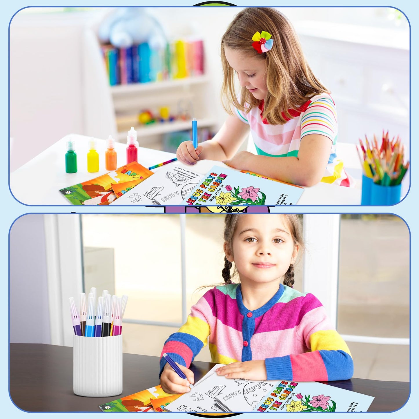 Motiskyy 30 Sets Easter Story Coloring Cards Christian Holy week Coloring Craft Bible Jesus Christ Resurrection Religious Script