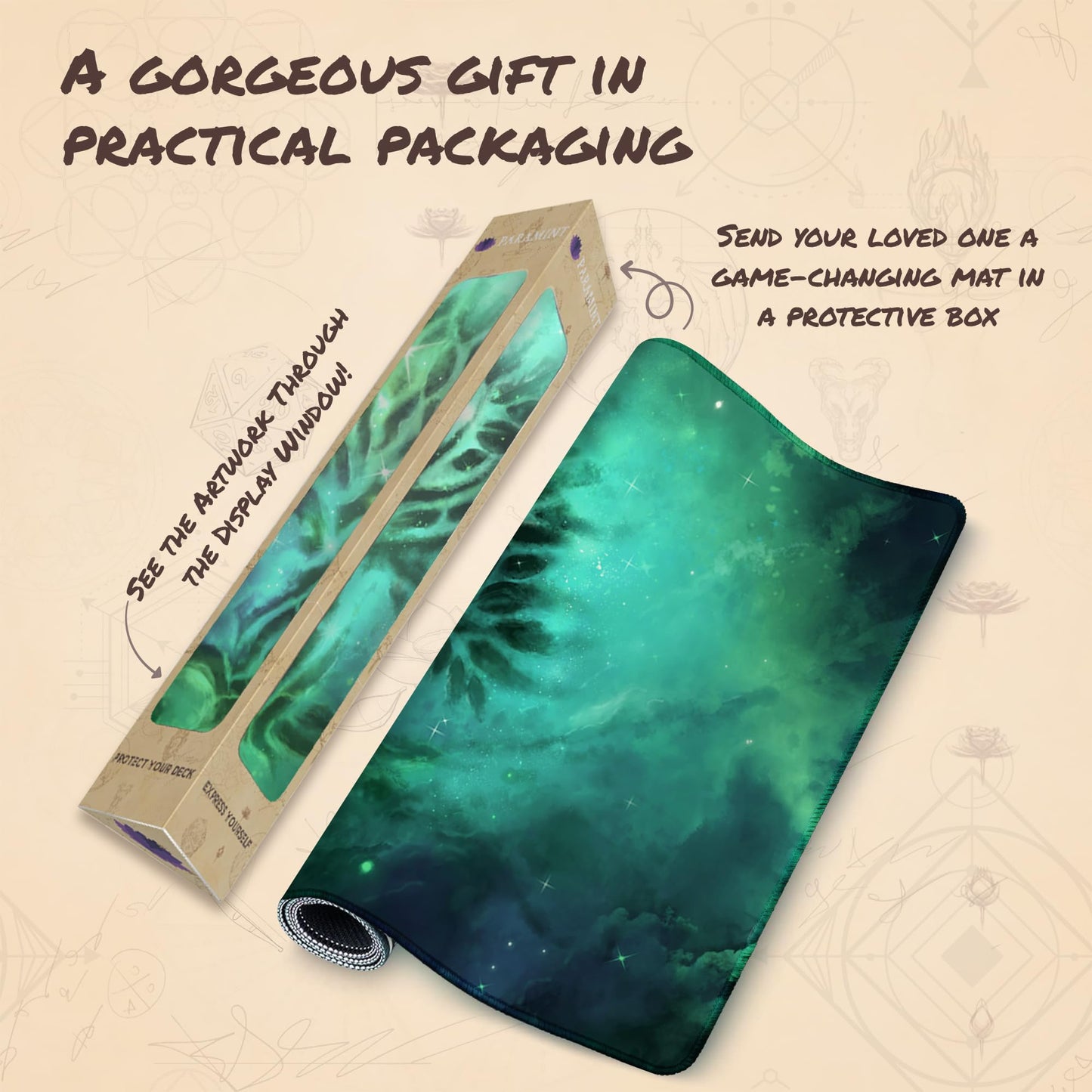 Paramint Forest Ethereal Mana (Stitched) - MTG Playmat - Compatible with Magic The Gathering Playmat - Play MTG, YuGiOh, TCG - O
