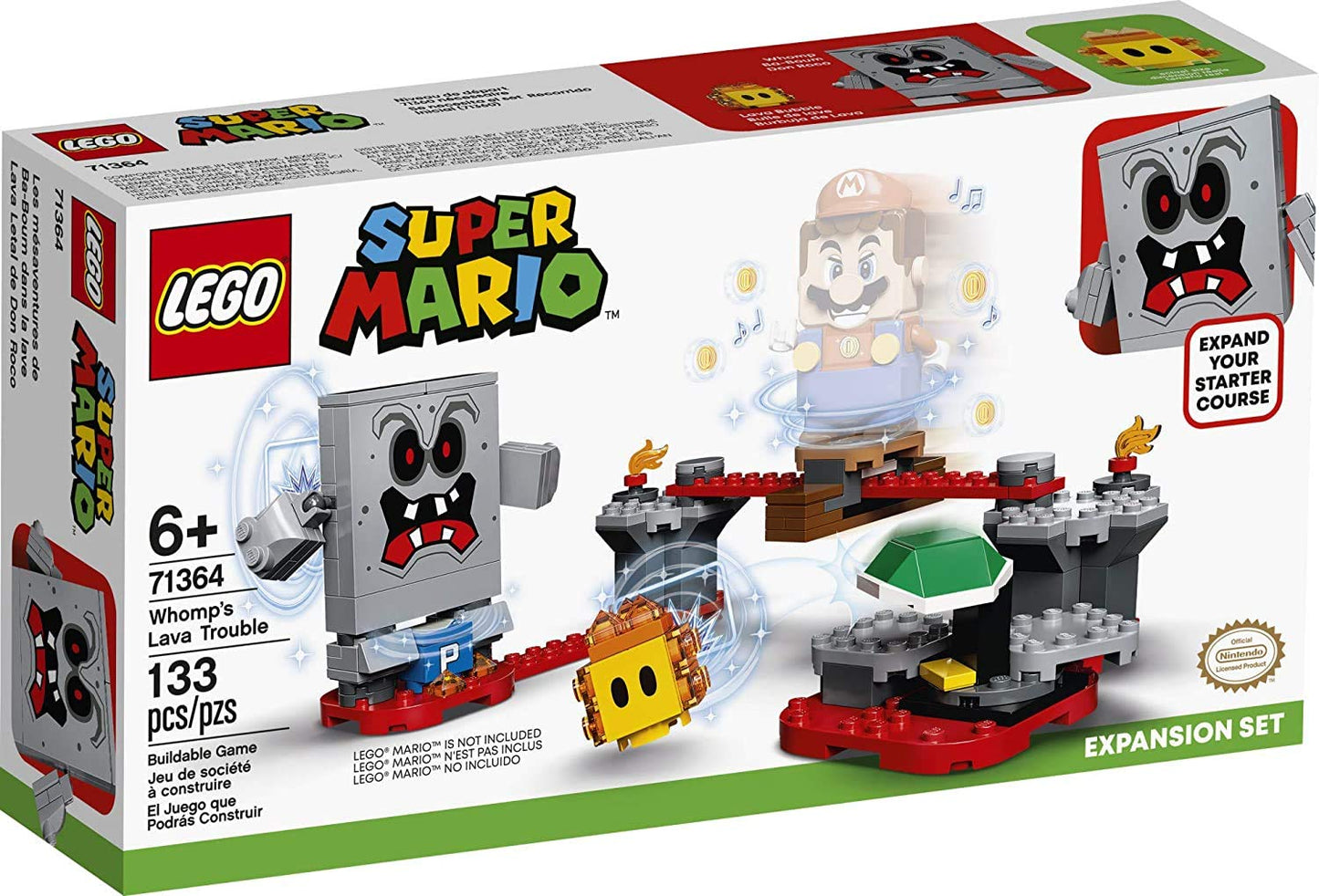 Lego Super Mario Whomp’S Lava Trouble Expansion Set 71364 Building Kit; Toy For Kids To Enhance Their Super Mario Adventures With Mario Starter Course (71360) (133 Pieces)