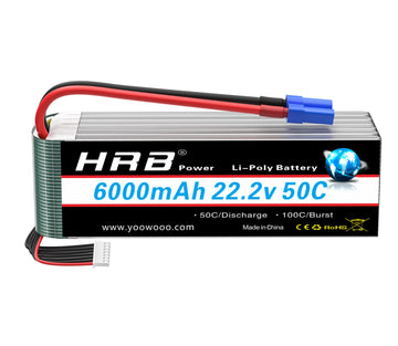 HRB 6S 6000mAh Lipo Battery with EC5 Plug 50C-100C 22.2V RC Lipo Battery for RC Quadcopter Airplane Helicopter Car Truck