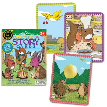 Eeboo: Animal Village Create A Story Pre-Literacy Cards, 36 Cards Included In The Set, Encourages Imagination, Creativity And Story-Telling, For Ages 3 And Up
