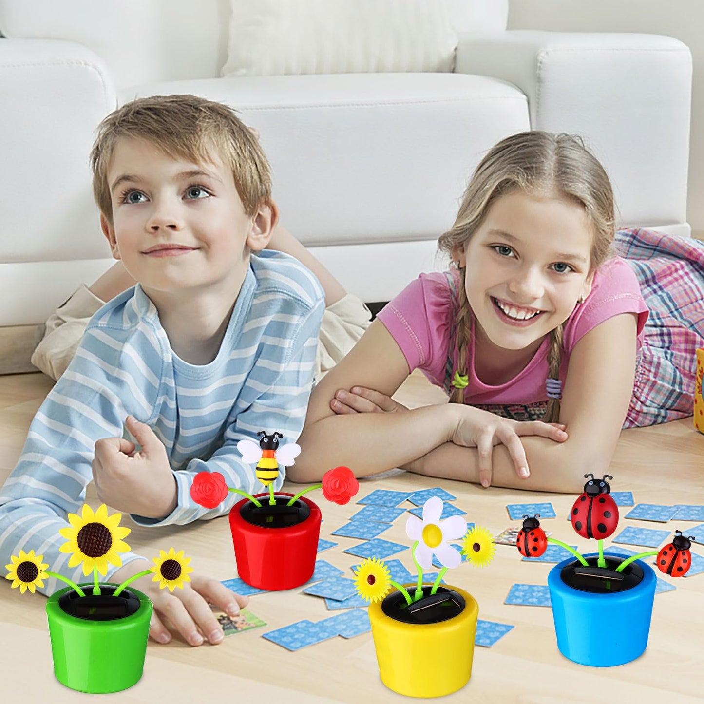 4 Solar Dancing Bee Toy Solar Powered Dancing Sun Flower In Colorful Pots Swinging Daisy Flip Flap Animated Bobblehead Dancer Window Rose Sun Catcher Car Dashboard Decor Portable Suncatchers