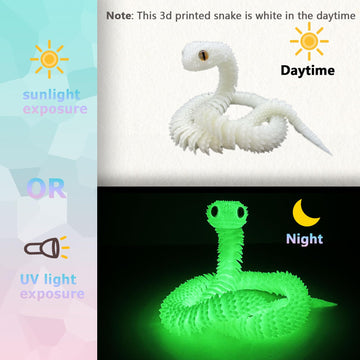 UXBSTM 30in 3D Printed Snake Toy, Flexible PLA Fidget Animal, Night Light Green, Perfect Desk Pet for Collectors