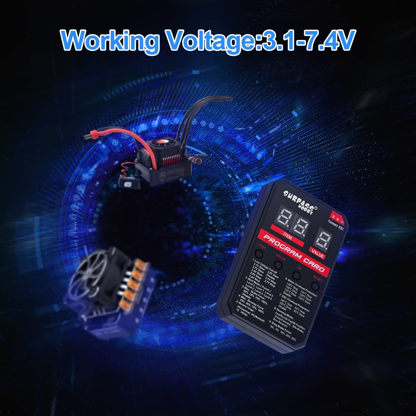 Surpass Hobby ESC Programming Card RC Car Electronic Speed Controller LED Programmer Only Compatible with Surpass Hobby Rocket B
