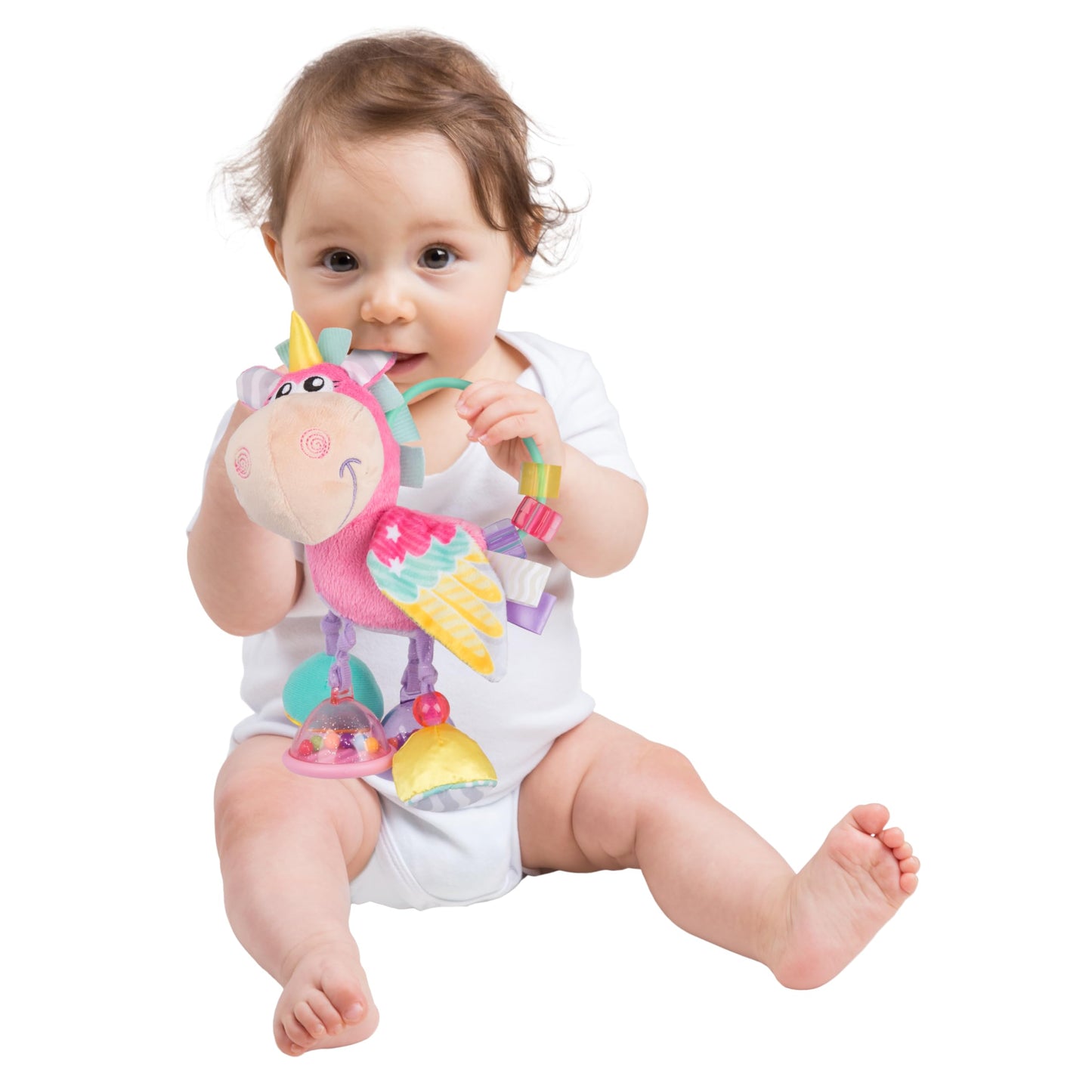 Playgro Unicorn Soft Baby Toys 3-6-12 Months Developmental, 3+ Months Rattles Teething Toys For Babies, Newborn & Infant Sensory Non-Toxic Plush Baby Rattle For Boy Girl Clip Clop Activity Gift