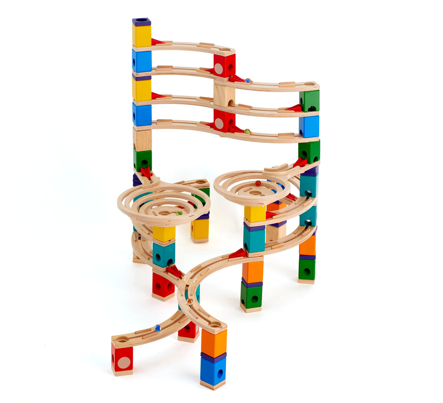 Hape Quadrilla Cyclone Wooden Marble Run Race Maze Construction Building Set| Stem Educational Learning Toys For Kids