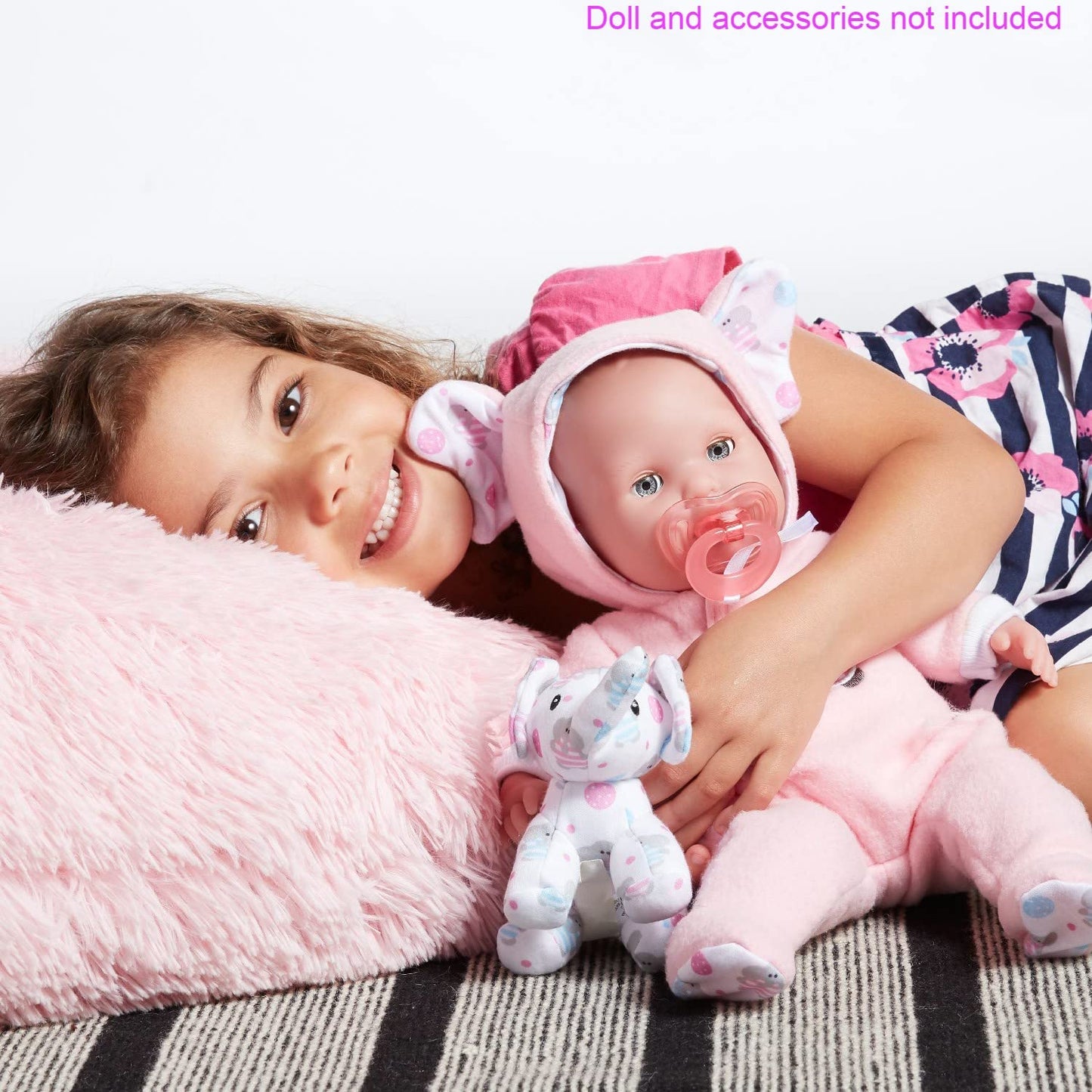 Jc Toys | Berenguer Boutique | Baby Doll Outfit | Pink Elephant Themed Hooded Onesie | Ages 2+ | Fits Dolls 14'- 16'