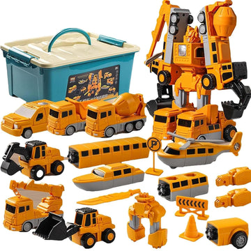Magnetic Transform Engineering Car Assembled Toys,Toy Construction Vehicles With Storage Box,Magnetic Blocks For Kids Age 3-5 4-