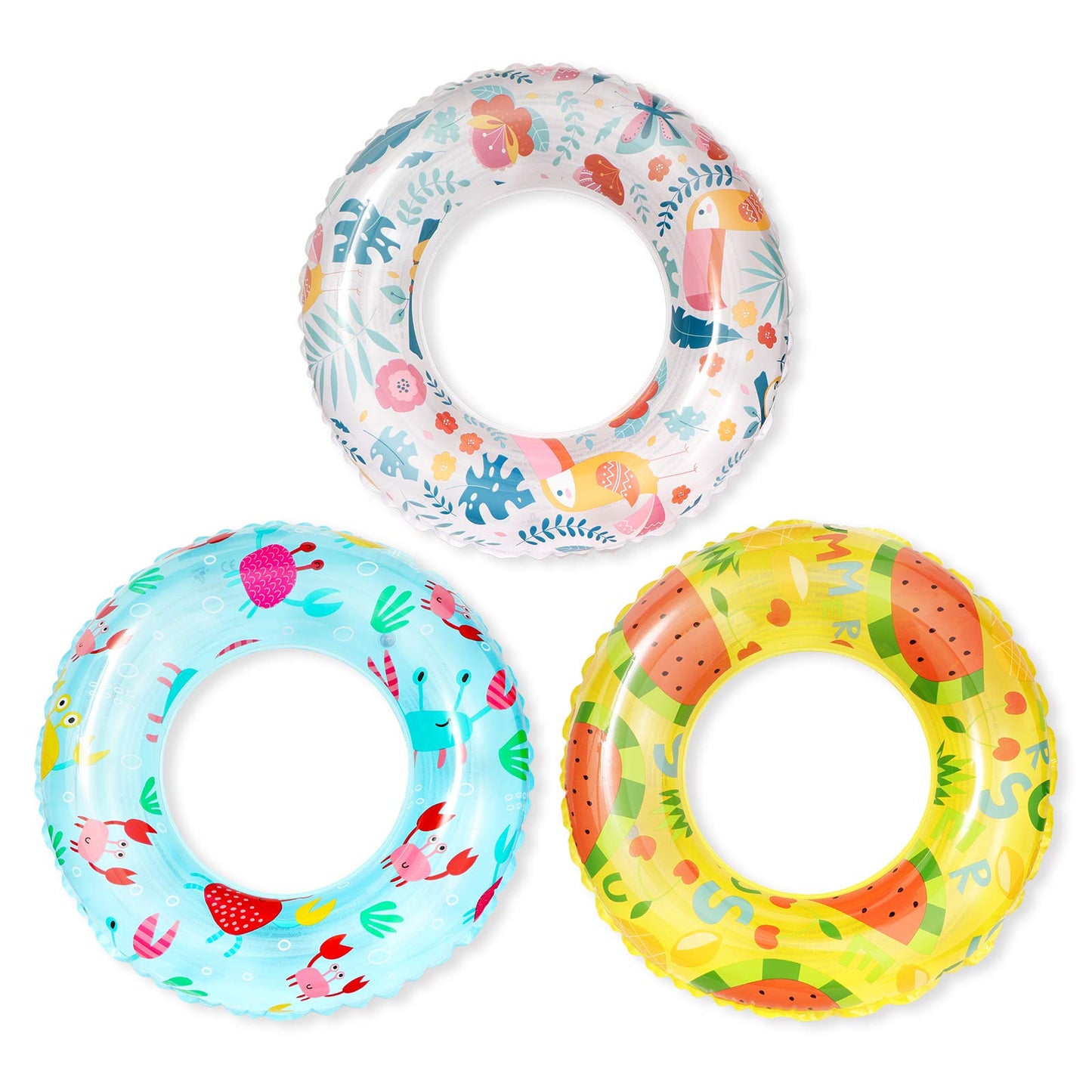 Mulic Inflatable Pool Floats For Kids Children - 3 Pack Swim Ring Tube Toys For Swimming Pool Outdoor Beach Party