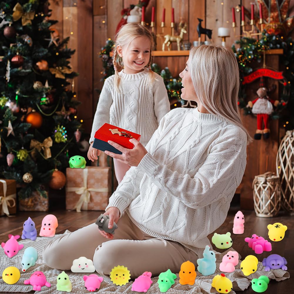 KINGYAO 40 Pack Squishy Toys - Multi-color Kawaii Animals, Party Favors & Stress Relief for Kids Ages 4-12, Fun Goodie Bag Stuffers