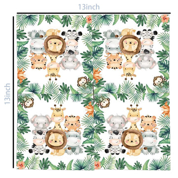 50 Pcs Jungle Safari Animal Napkins Party Disposable Dinner Napkins Animal Paper Napkins Safari Napkins Jungle Themed Party Napk