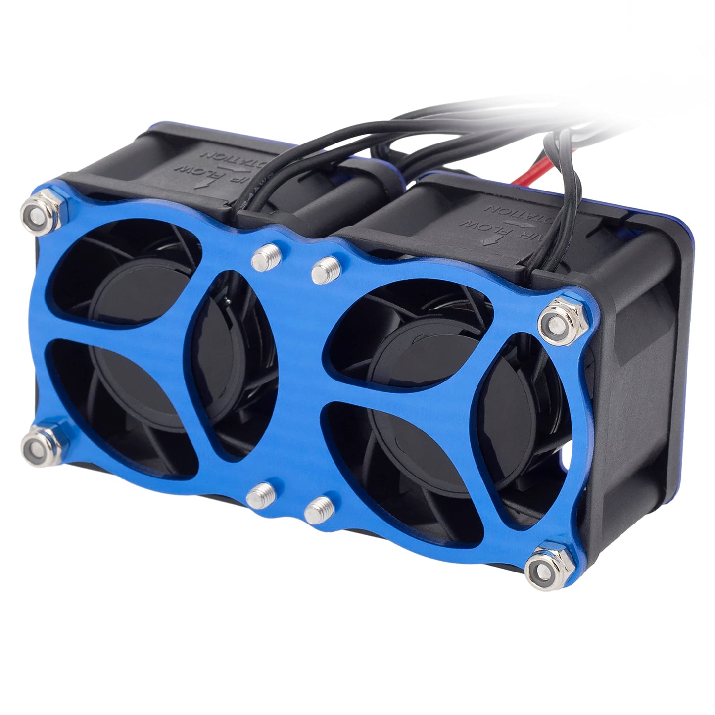 DKKY RC Motor Cooling Fan Heatsink 2Pcs DIY Kit for TRX4 ARRMA Axial 1/10 1/8 1/5 RC Model Car Upgrade Parts (Black)