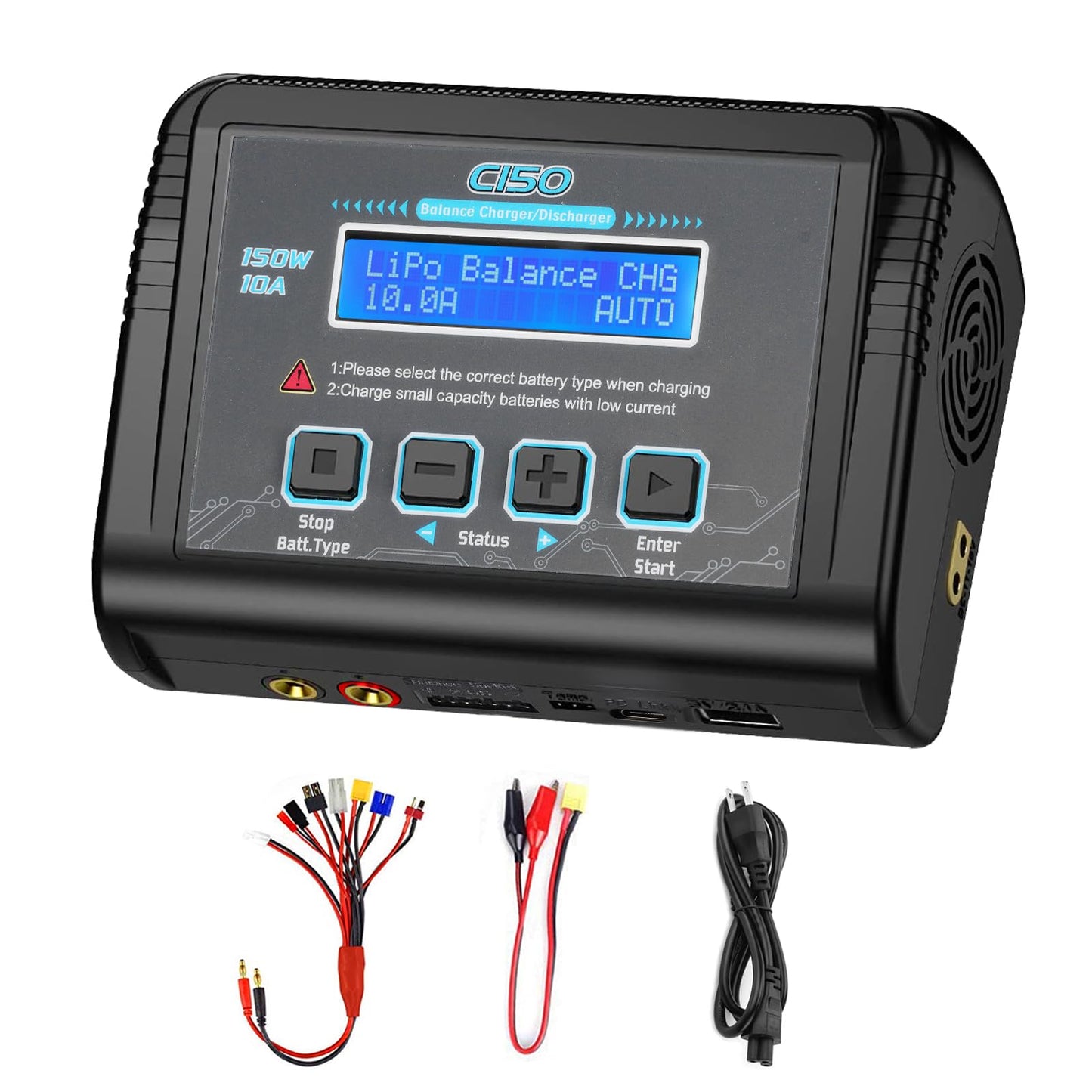 Lipo Battery Charger, 1-6S Balance Charger Discharge 150W 10A AC/DC for Li-Po Li-Hv Li-Ion Li-Fe NiMH NiCd Pb Hobby Battery Char