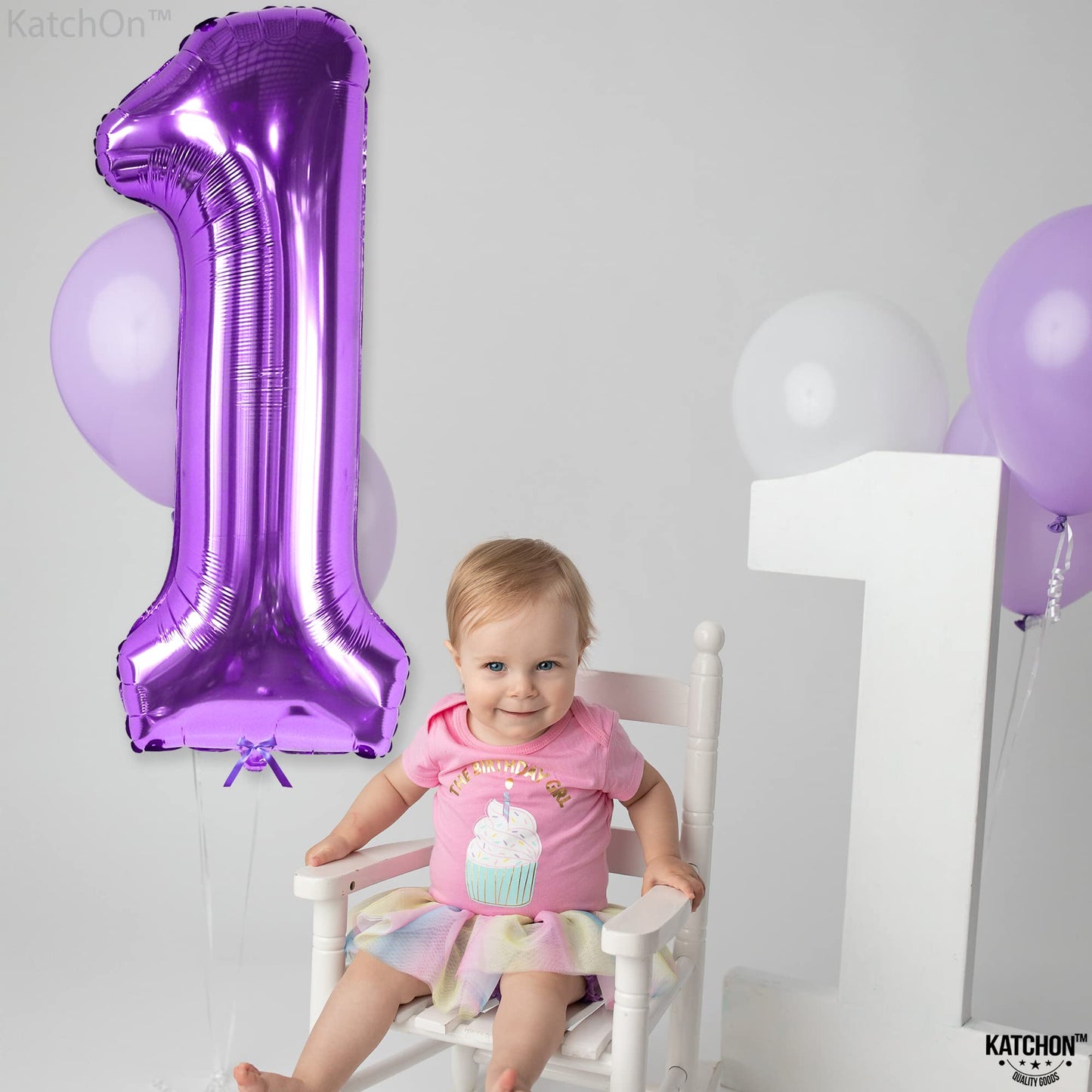Katchon, Giant Purple 1 Balloon For First Birthday - 40 Inch, Helium Supported | Purple Number 1 Balloon, Purple 1St Birthday Decorations | Purple Number One Balloon, 1St Birthday Decorations Girl