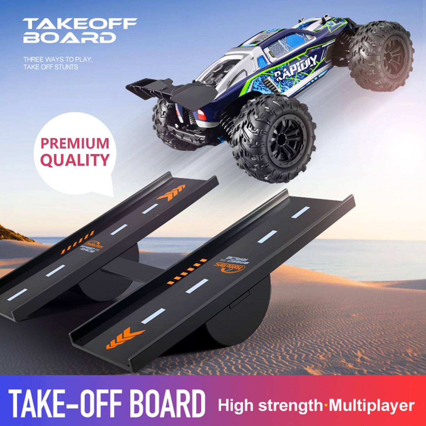 Hobby Fans RC Car Jump Ramp RC Car Takeoff Board RC Stunt Playset for 1/8 1/10 1/12 1/14 1/16 RC Crawler Car Accessories