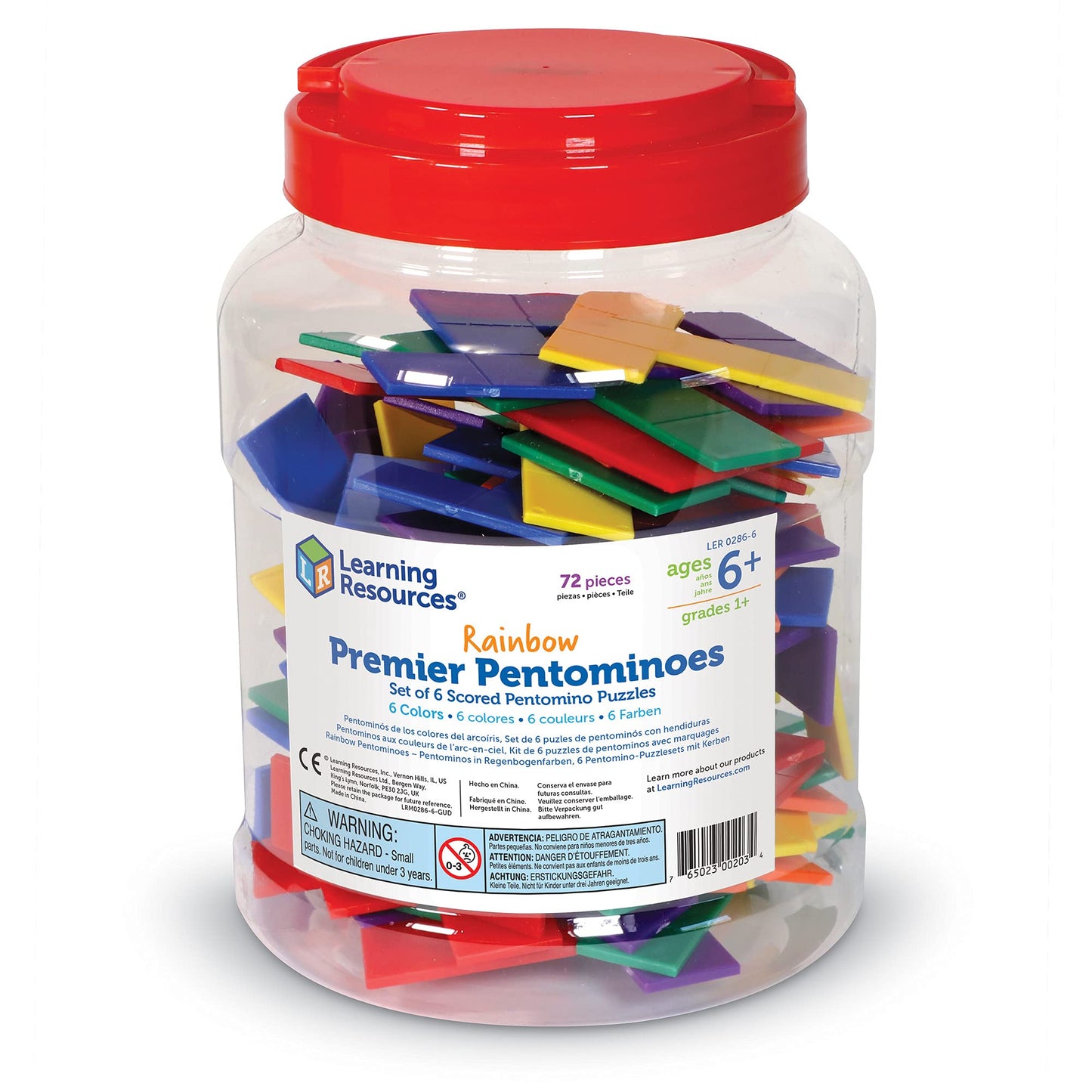 Learning Resources Rainbow Premier Pentominoes - 72 Pieces, Ages 6+ Early Geometry Skills & Concepts, Classroom And Homeschool Supplies
