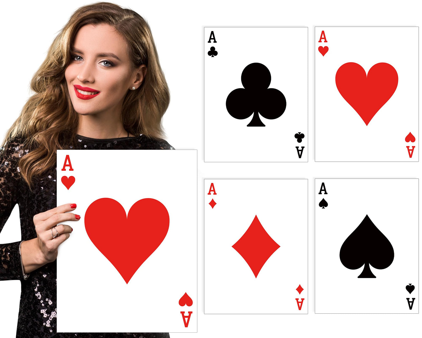 Motimind 8 Pcs Jumbo Playing Cards 15.8 X 12.6 Inches Large Print Giant Thick Poker Card For Casino Theme Party Decorations Birt
