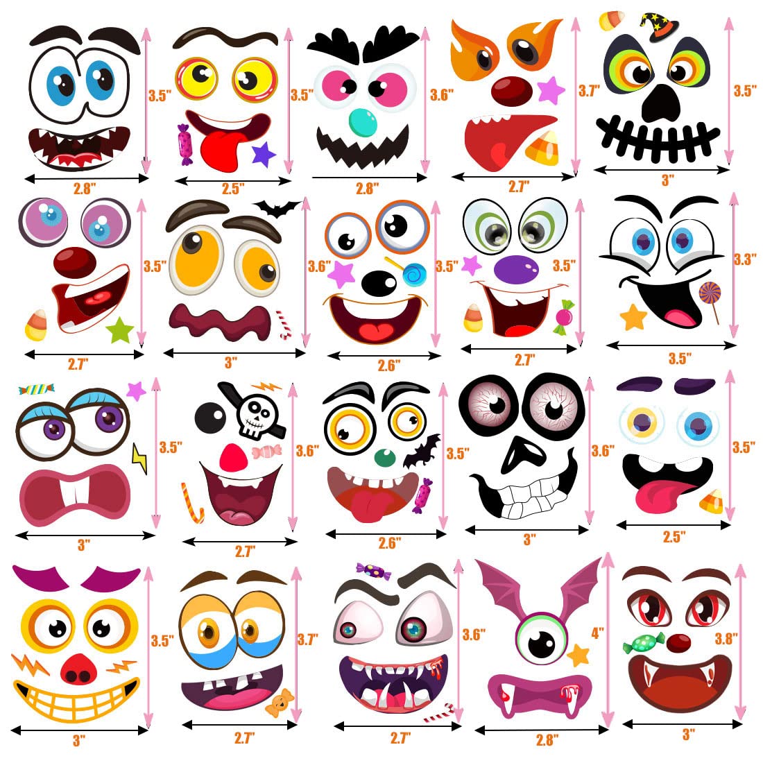 80 Packs Halloween Pumpkin Decorating Kit, Make Pumpkin Face Stickers In 20 Designs, Halloween Stickers For Kids Halloween Party