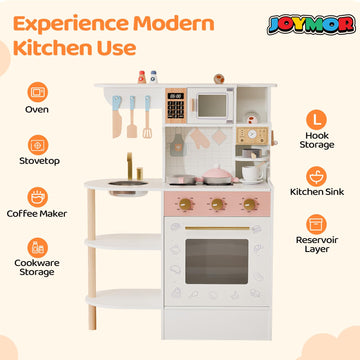Joymor Kids Play Kitchen Sets, Toddler Kitchen W/Kitchen Sink & Ample Play Kitchen Accessories, Ideal For Creative Pretend Play