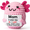 Mom Gifts from Daughter, Mini Crochet Axolotl for Mothers Day Birthday Christmas, Funny Present for Bonus New Mom in Law Son Kid