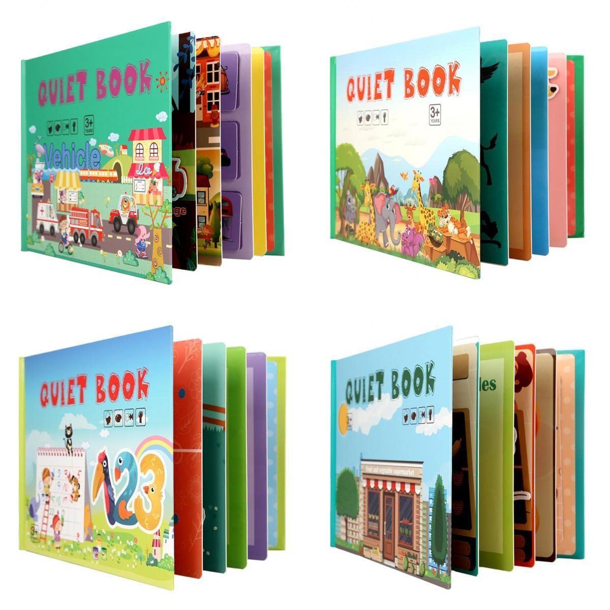 Merishopp 4X Montessori Quiet Book Early Learning For Children Preschool Kids| Baby Learning Toy | Infant Activity Toy | Sensory