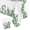 Remagr 3 Pcs Sage Green Tablecloth Plastic Eucalyptus Leaf Table Cover Rectangle Disposable Table Cloth for Bridal Baby Shower B