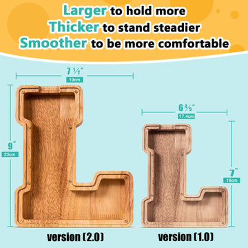 SummiDate Wooden Letter Piggy Bank| Piggy Bank for Boys Girls Toddler| Alphabet L Money Bank| Coin Bank Birthday Gift for Kids|Birthday Easter Gifts for Kids (L)