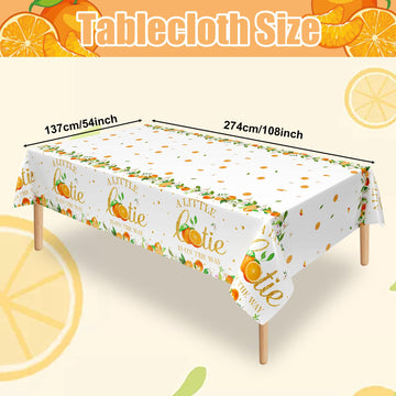 Lianxuia 3 Pcs Little Cutie Tablecloth, 54 * 108 Inch Orange Tablecloth, Fruit Plastic Tablecover For Boys And Girls Birthday Pa