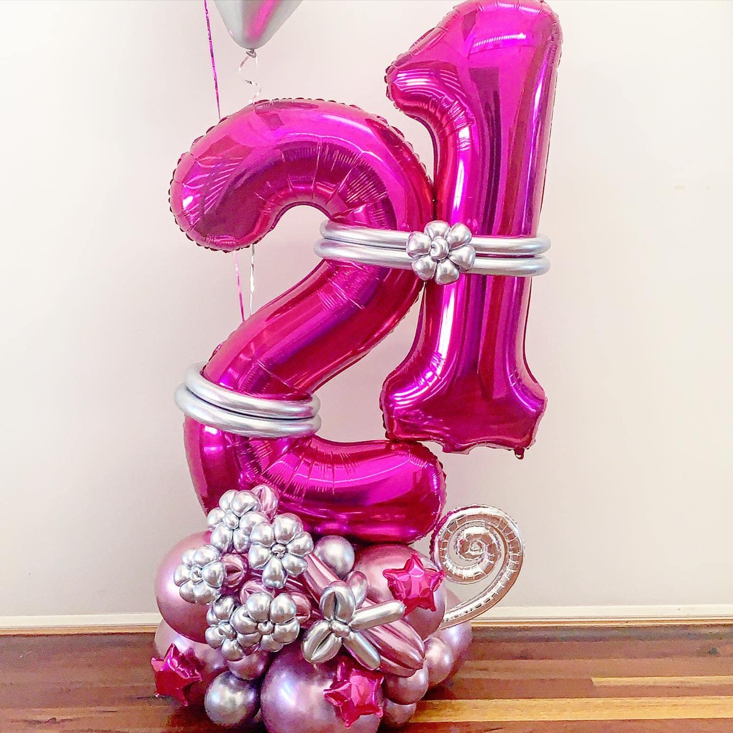 LHOAVWE 40 Inch Hot Pink 21 Number Balloons - Giant Jumbo Foil Mylar for 12th & 21st Birthday Party Decorations