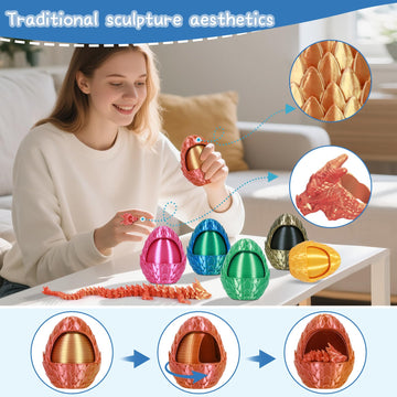 iBuddy 3D Printed Dragon Eggs Surprise Dragon Eggs Fidget Toys for Kids Articulated Crystal Dinosaur Fidget Toy for Kids Birthdays Halloween Christmas Decorations Gifts for Girls Boys