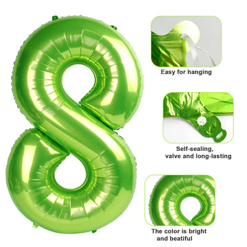 40 Inch Number 8 Balloon, Giant Light Green 8 18 28 80 Birthday Balloons, 8Th Birthday Decorations Party Supplies, Wedding Anniv