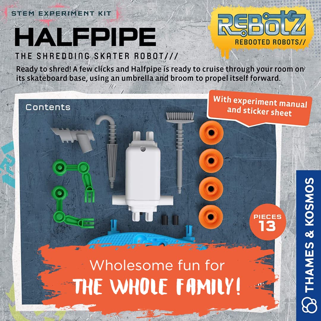 Thames & Kosmos Rebotz: Halfpipe - The Shredding Skater Robot | Build A Wacky Motorized Robot! | Collect All 4 | Combine To Make New Robotic Creations | Great Stocking Stuffer, Easter Basket Goodie