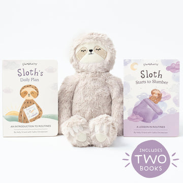 Slumberkins 14' Sloth Kin & 2 Board Books Complete Set Bundle | Promotes Routines, Relaxation & Coping Skills | Social Emotional Learning, Ages 0+ (Sloth Kin Plush + 2 Board Books)