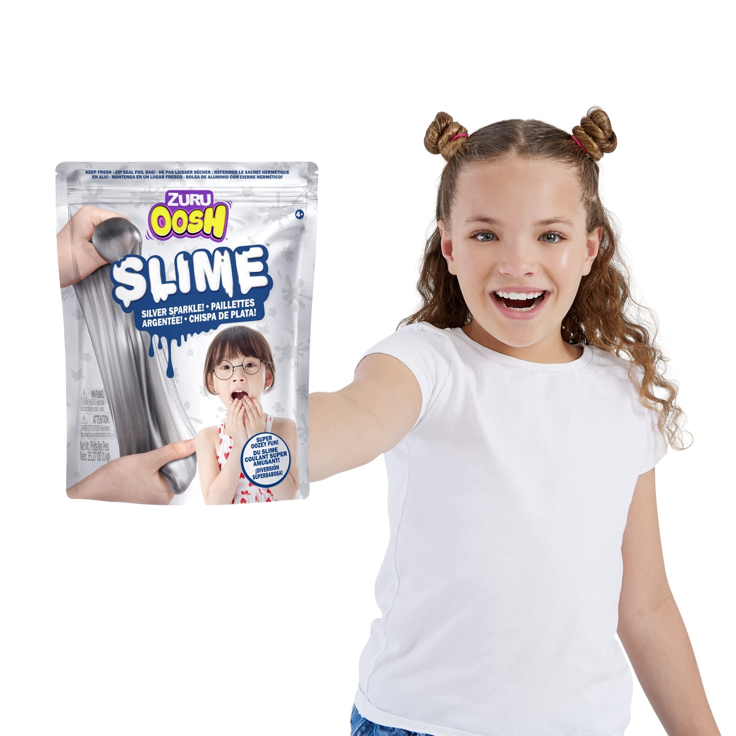 ZURU Oosh Slime 800g Foilbag - Silver Gooey & Stretchy Slime for Kids and Girls, Perfect for Playtime and Creative Fun
