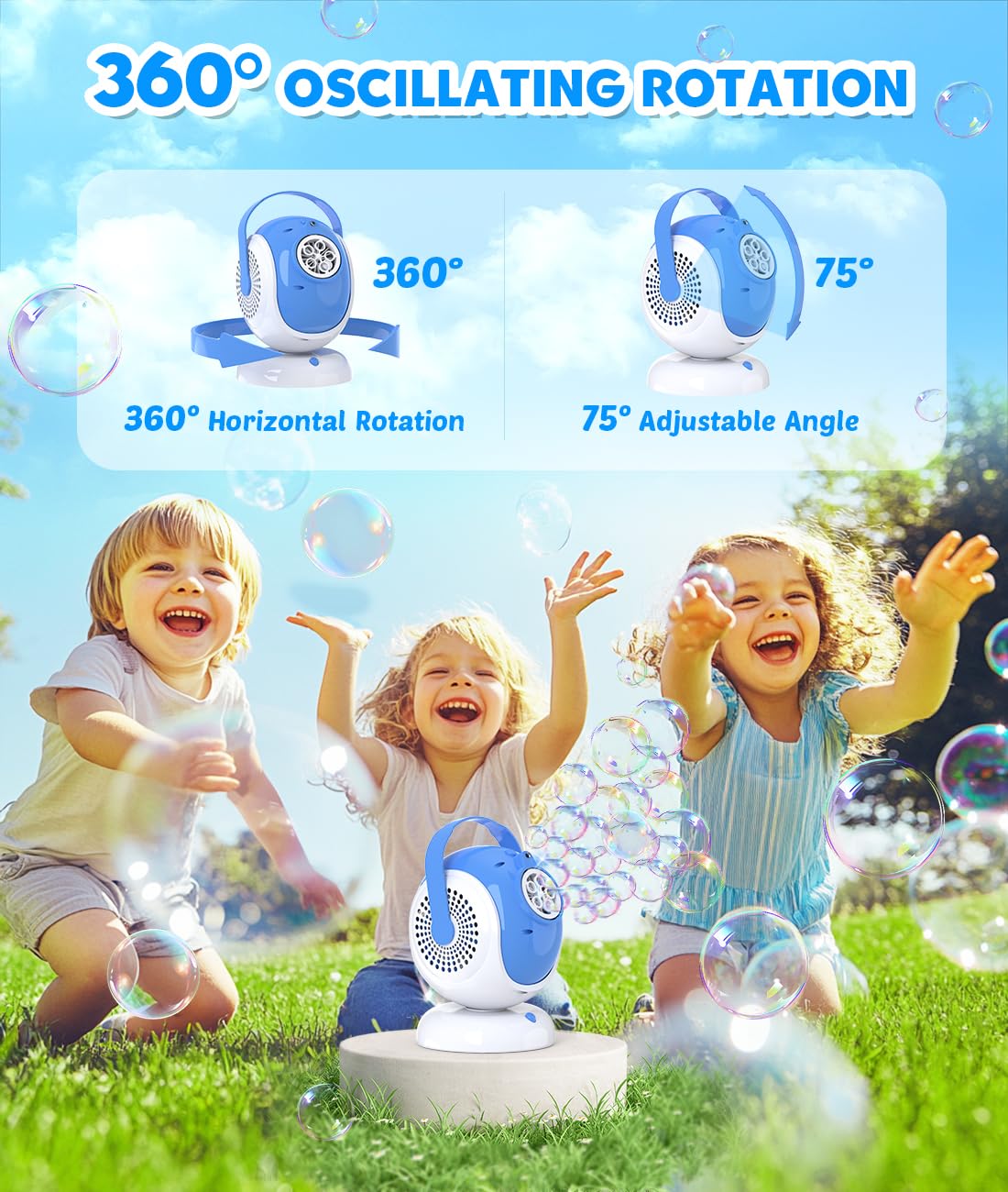 Joyfuture Bubble Machine - Automatic Bubble Blower For Kids, Toddlers - Toys Gifts For Boys Ages 3+ Year Old, Include Bubble Sol