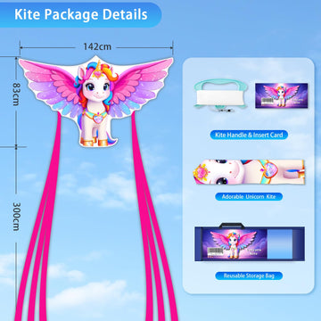 YFAFENG 59 Giant Unicorn Kite for mature-themed Easy Fly Rainbow Beach Kite with Long Tail Durable Activities Toys for Girls Boys Ages 12+ Birthday Gift for All Ages